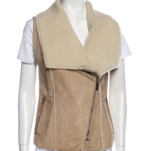 Haniiy Tan/Beige Real Italian Lamb Vest w/ Sherpa Lining